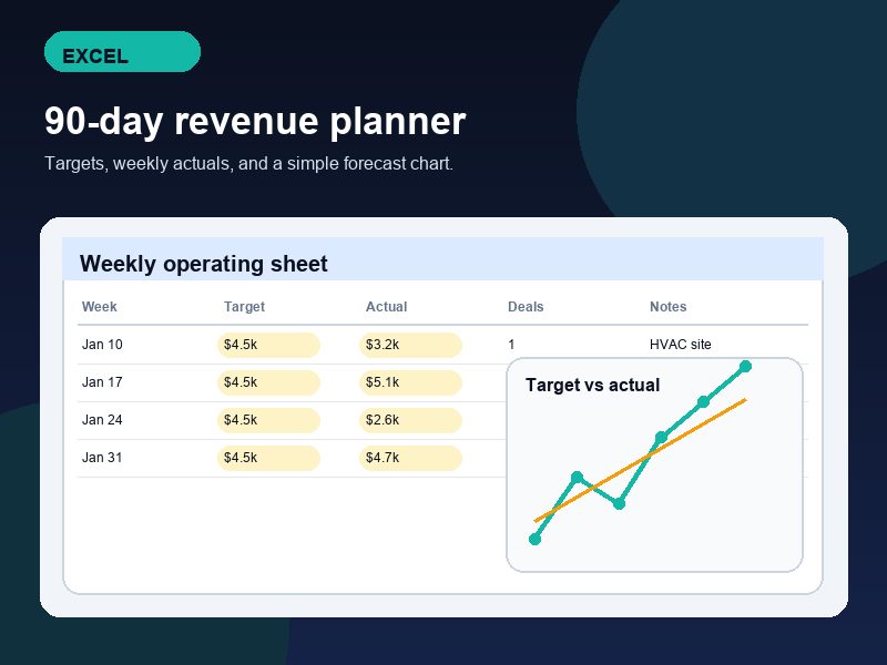 Excel revenue planner spreadsheet preview