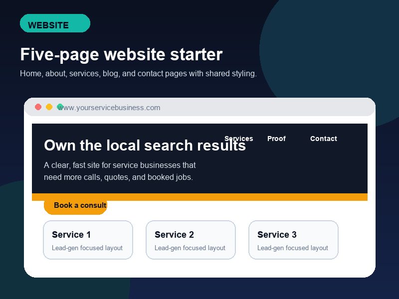 5-page website starter template preview